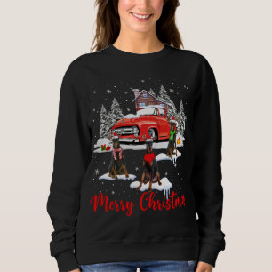 Merry Christmas Santa Reindeer Dobermann With Red Sweatshirt