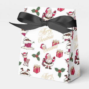 Merry Christmas Santa Reindeer Gifts Holly Favor Box