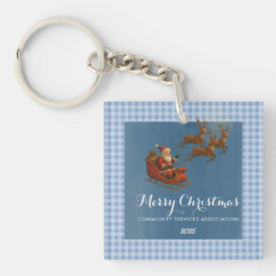 Merry Christmas Santa Reindeer Keychain