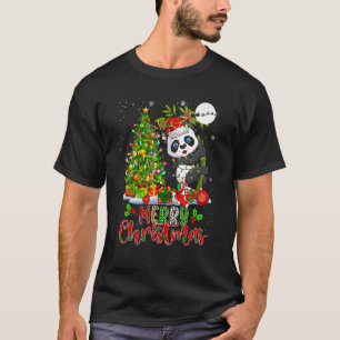 Merry Christmas Santa Reindeer Panda Xmas Tree Lig T-Shirt