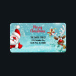 Merry Christmas Santa Reindeer Return Address Label<br><div class="desc">Santa and Rudolph the red-nosed reindeer Merry Christmas return address mailing labels.</div>