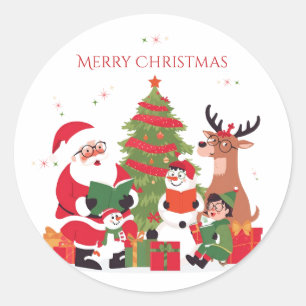 Merry Christmas Santa Reindeer Snowman Stickers 