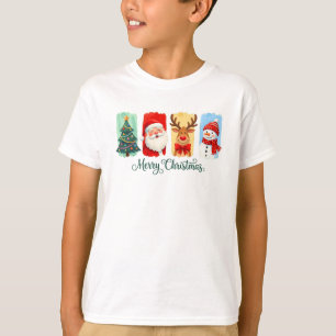 Merry Christmas Santa Reindeer Snowman T-Shirt