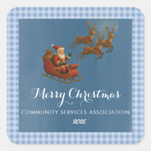Merry Christmas Santa Reindeer Square Sticker