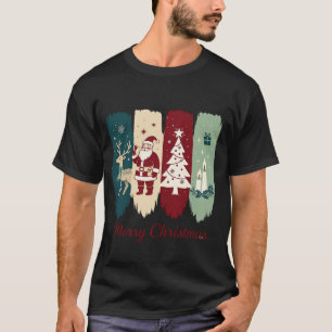 Merry Christmas Santa Reindeer Tree Candles Presen T-Shirt