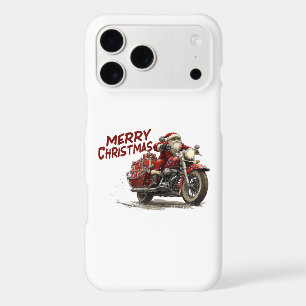 Merry Christmas Santa Riding on a vintage motorcyc