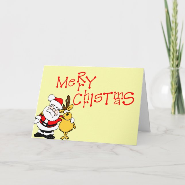 Merry Christmas Santa Rudloph Holiday Card (Front)