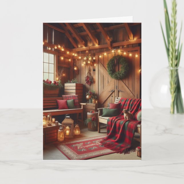 merry Christmas Santa’s Cozy Cabin Holiday Card (Front)