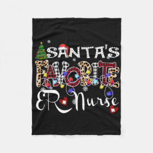 Merry Christmas Santa S Favorite Er Nurse Xmas Lig Fleece Blanket
