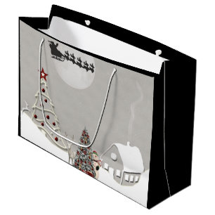 Merry Christmas Santa Scene LG Gift Bag