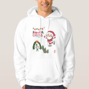 Merry Christmas Santa Skater Kids Holiday Fun Hoodie