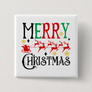 Merry Christmas Santa Sleigh-61049 T-Shirt 2 Inch Square Button