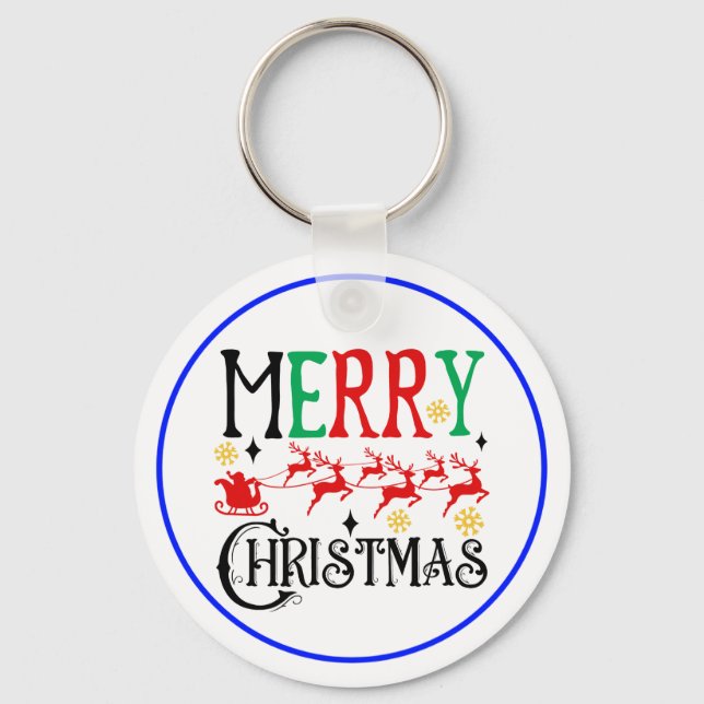 Merry Christmas Santa Sleigh-61049 T-Shirt Keychain (Front)
