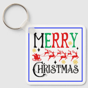Merry Christmas Santa Sleigh-61049 T-Shirt Keychain