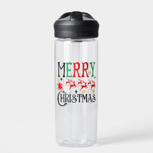 Merry Christmas Santa Sleigh-61049 Water Bottle (Front)