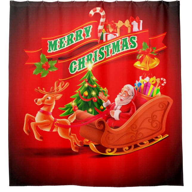 Merry Christmas Santa Sleigh and Reindeer (Front)