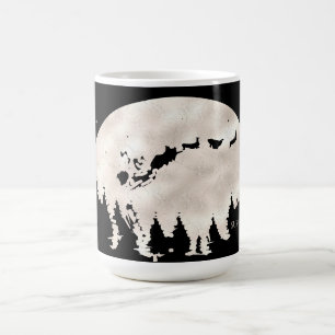 Merry Christmas Santa Sleigh Reindeer Full Moon  Coffee Mug
