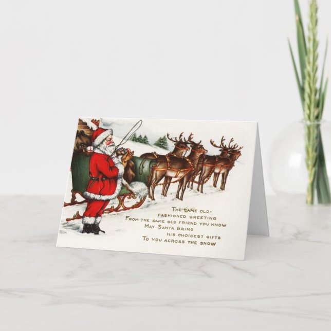Merry Christmas Santa Sleigh Reindeer Holiday (Front)