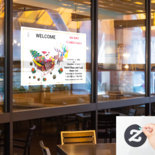 Merry Christmas Santa Sleigh Reindeer Personalize Window Cling