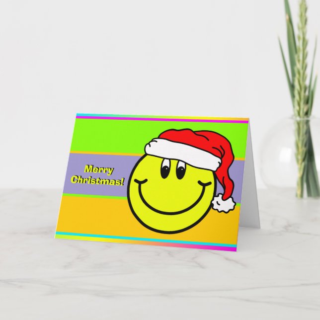 Merry Christmas Santa Smiling Face Greeting Card (Front)
