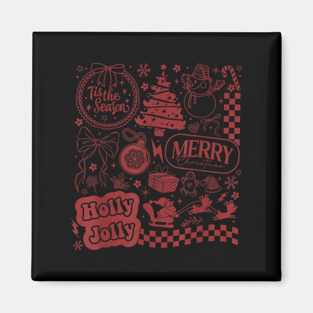 Merry Christmas Santa Snowman Reindeer Tis The Sea Magnet (Front)