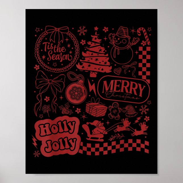 Merry Christmas Santa Snowman Reindeer Tis The Sea Poster (Front)