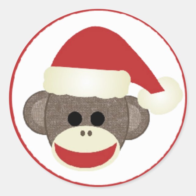 Merry Christmas Santa Sock Monkey sticker (Front)