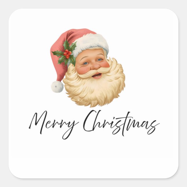 Merry Christmas Santa Sticker | Vintage Label (Front)