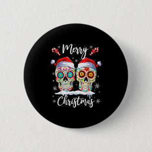 Merry Christmas Santa Sugar Skull Christmas Family 2 Inch Round Button