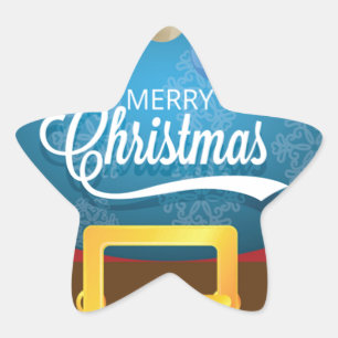 Merry Christmas Santa Suit Star Sticker