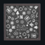 Merry Christmas Santa Symbols, Black and White Gift Box<br><div class="desc">Merry Christmas Santa Symbols,  Black and White</div>