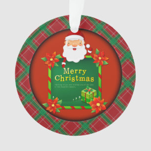 Merry Christmas Santa Tartan Plaid Ornament
