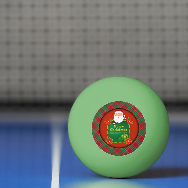 Merry Christmas Santa Tartan Plaid Ping Pong Ball (Net)