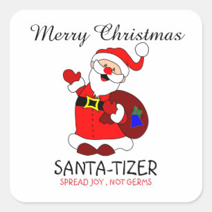 Merry Christmas Santa-tizer Spread Joy Not Germs Square Sticker