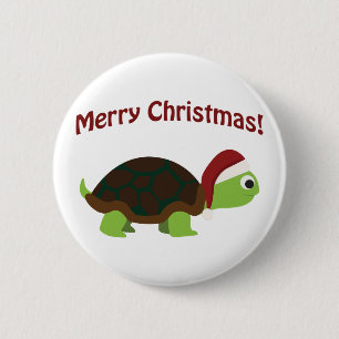 Merry Christmas! Santa Turtle 2 Inch Round Button