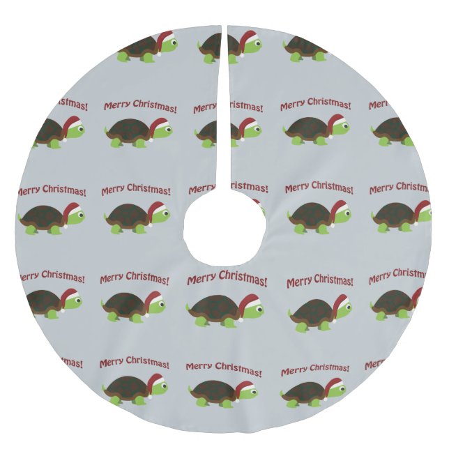 Merry Christmas! Santa Turtle Brushed Polyester Tree Skirt (Front)