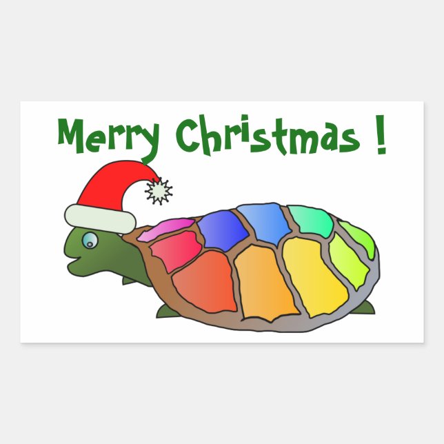 "MERRY CHRISTMAS" SANTA TURTLE STICKER (Front)