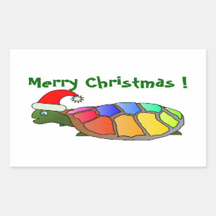 "MERRY CHRISTMAS" SANTA TURTLE STICKER
