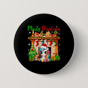 Merry Christmas Santa Unicorn Xmas Symbols Matchin 2 Inch Round Button