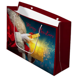 Merry Christmas. Santa with Present Large Gift Bag
