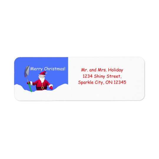 Merry Christmas Santa with Shovel Return Address Label