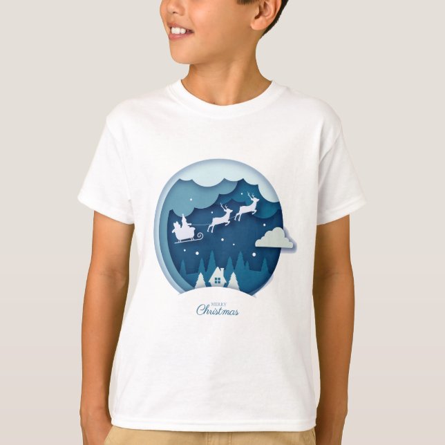 Merry Christmas - Santa with snow falling T-Shirt (Front)