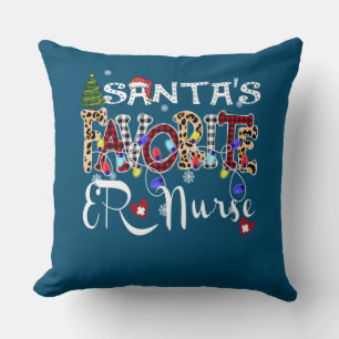 Merry Christmas Santa's Favourite ER Nurse Xmas Throw Pillow