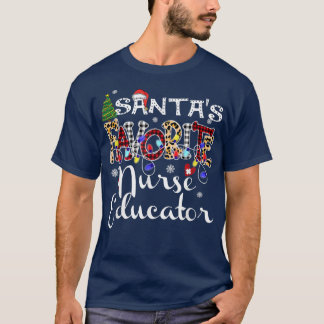 Merry Christmas Santa's Favourite Nurse Educator X T-Shirt