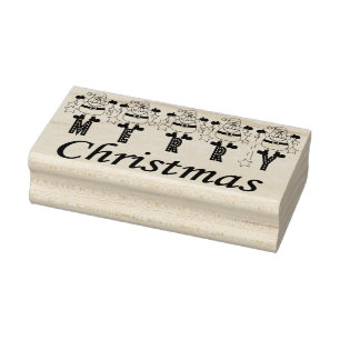 Merry Christmas Santas Rubber Stamp