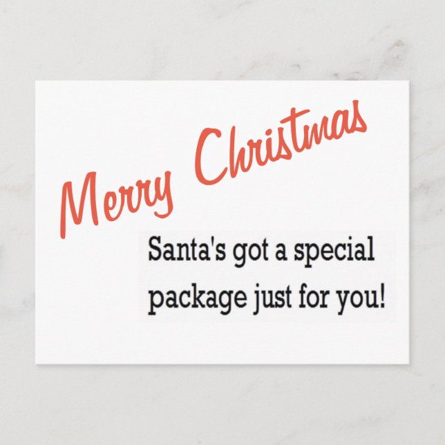 Merry CHRISTMAS santa's special package xmas Holiday Postcard (Front)