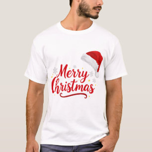 Merry Christmas Saying with Santa Hat PNG Christ T-Shirt