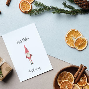 Merry Christmas Scandinavian Red Gnome Family Holiday Card