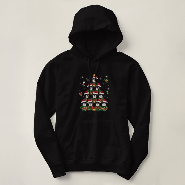 Merry Christmas Schnauzer Dog Santa Tree Pajama Sw Hoodie (Design Front)