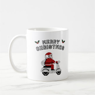 Merry Christmas Scooter Pixel Art Design Coffee Mug